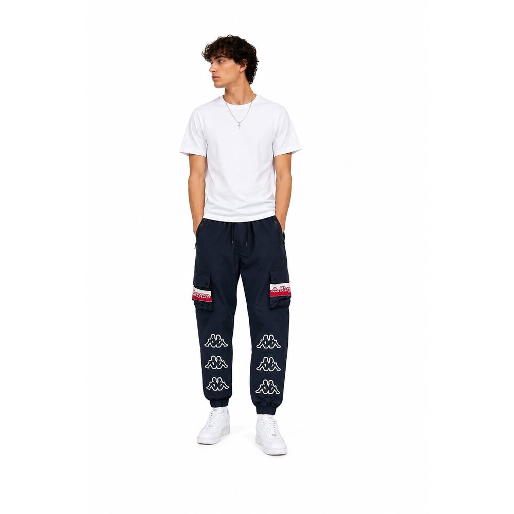 Kappa Logo Nylon Cargo Jogger Track Pants Navy Athletic Men’s Small